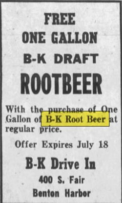 B-K Root Beer - Jul 1957 Ad